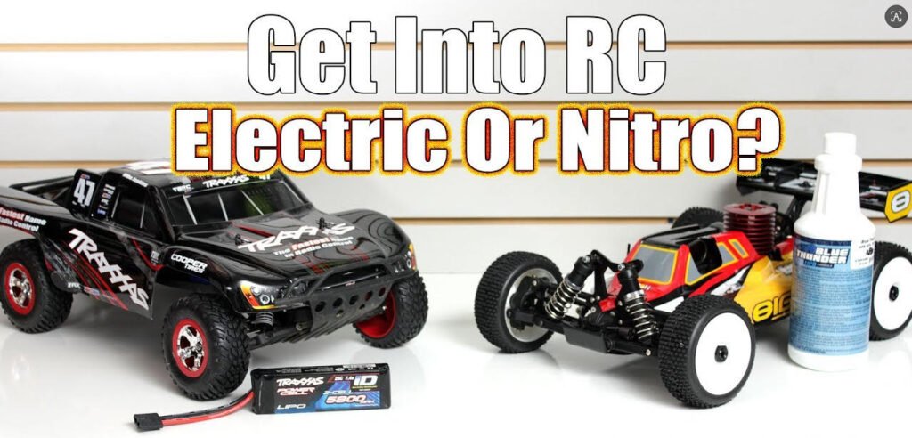 Infographic comparing electric and nitro RC toy power systems